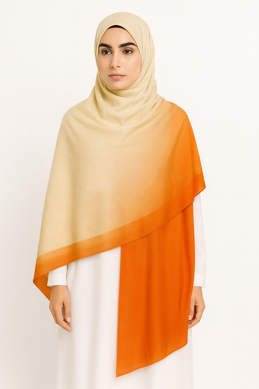 Large Satin Silk Scarf - Butter Yellow Sunset
