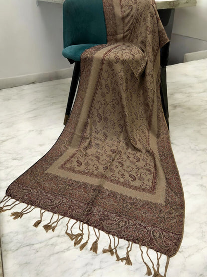 Khaki Rust Little Paisleys Two-Tone Pashmina Hijab