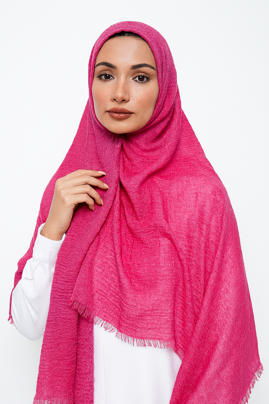 Cerise Pink -  Crimp Lawn Hijab
