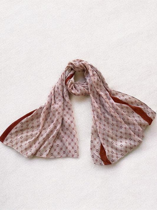 Shell White Van Cleef Printed Pleated Modal Hijab