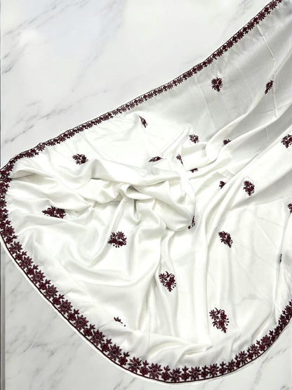 White Mahogany Stars Floral Border Shaal
