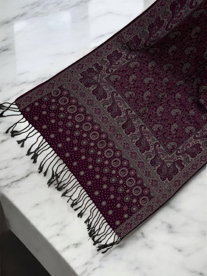 Magenta Fawn Dotted Two-tone Paisley Pashmina Hijab