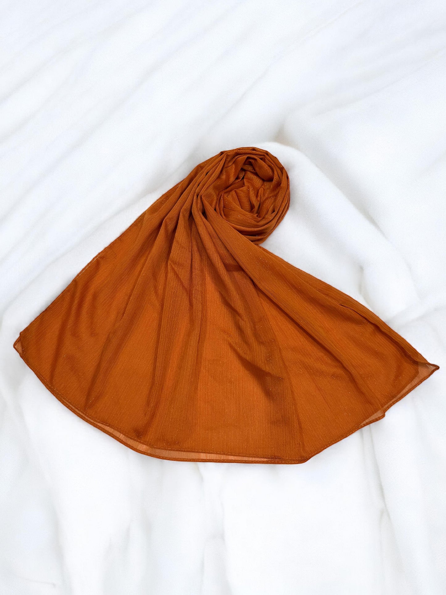Yam Orange - Crinkle Shimmer Chiffon Wedding Party Occasion Hijab Scarf