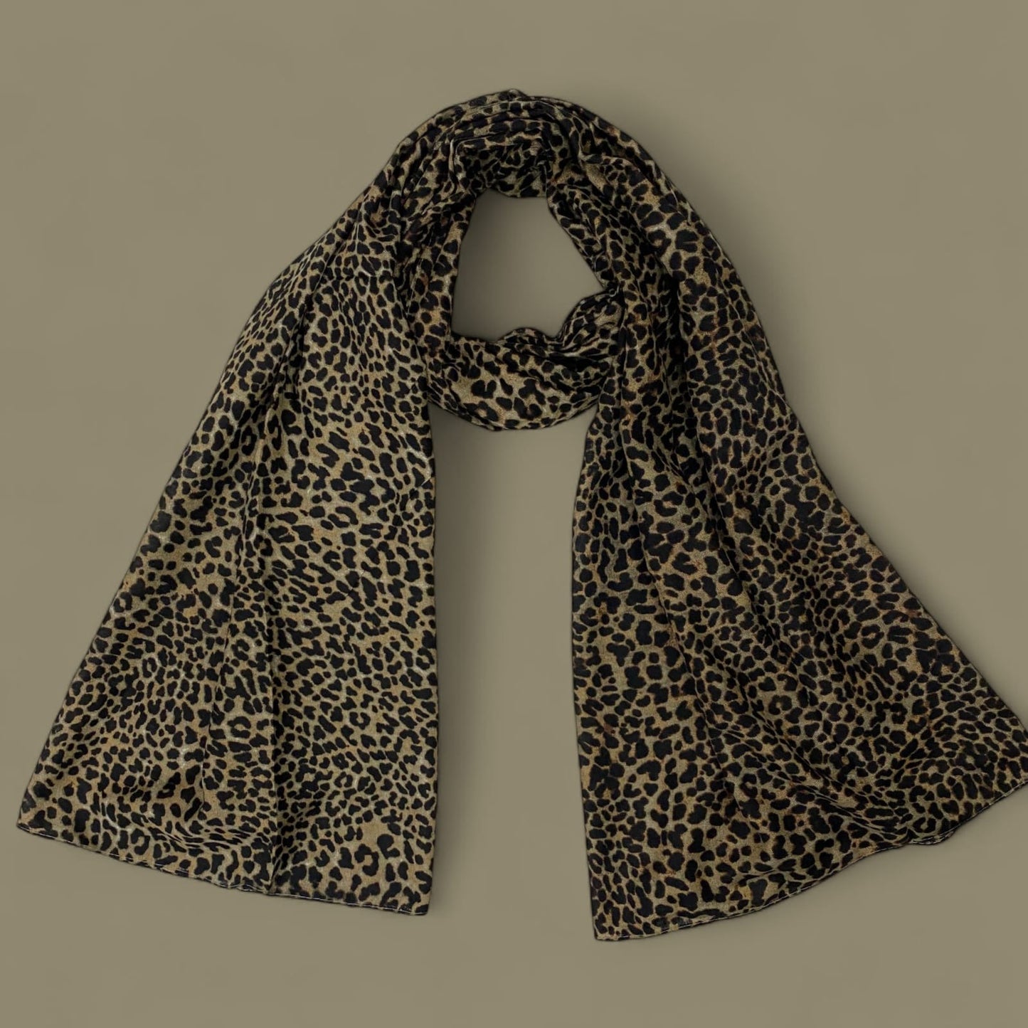 Beige Black Cheetah Printed Lawn Hijab