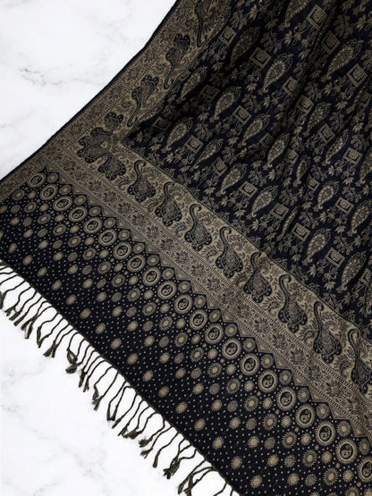Dotted Pashmina Shawl - Black Greige
