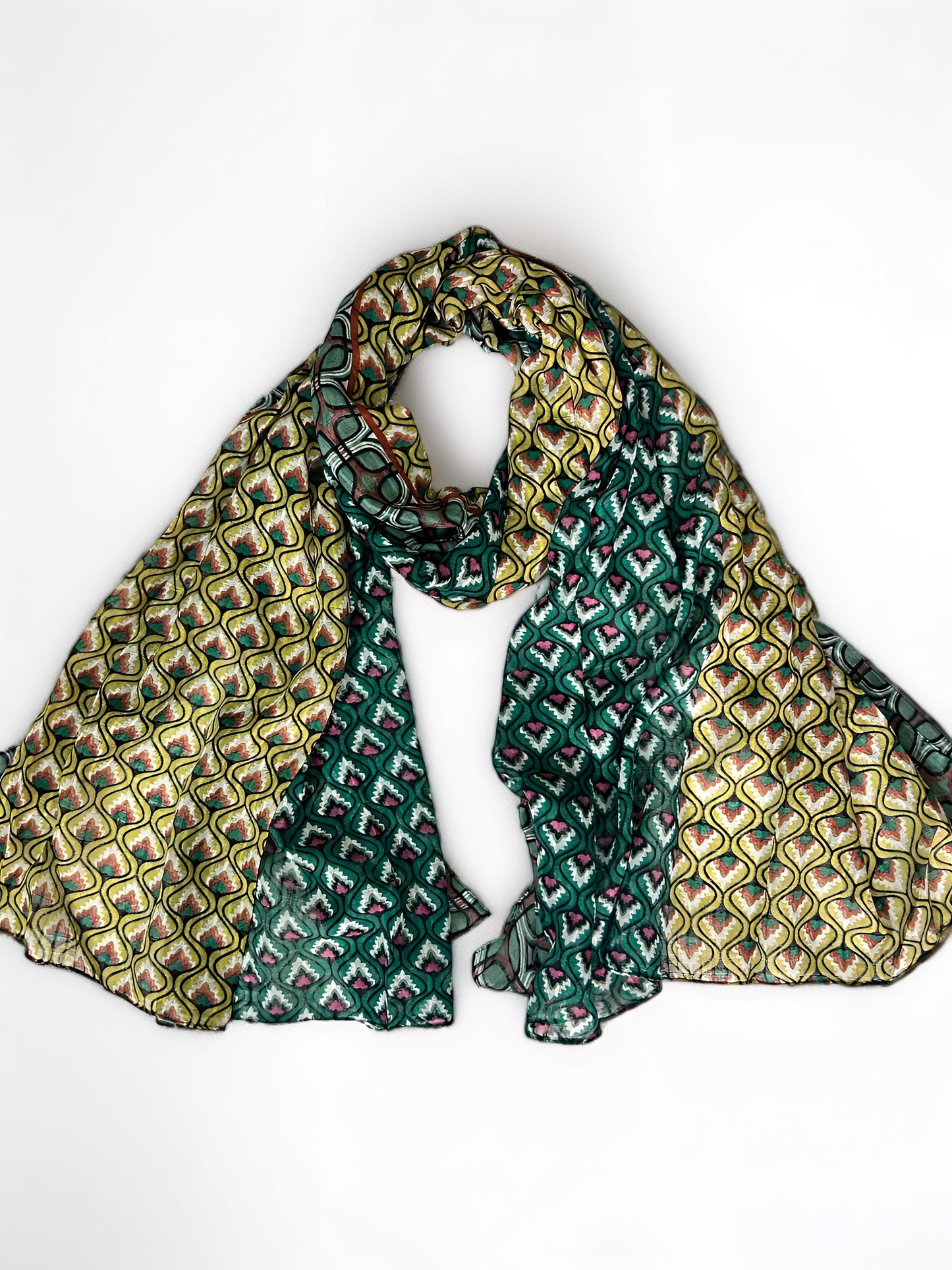 Yellow Green Flames Printed Modal Hijab
