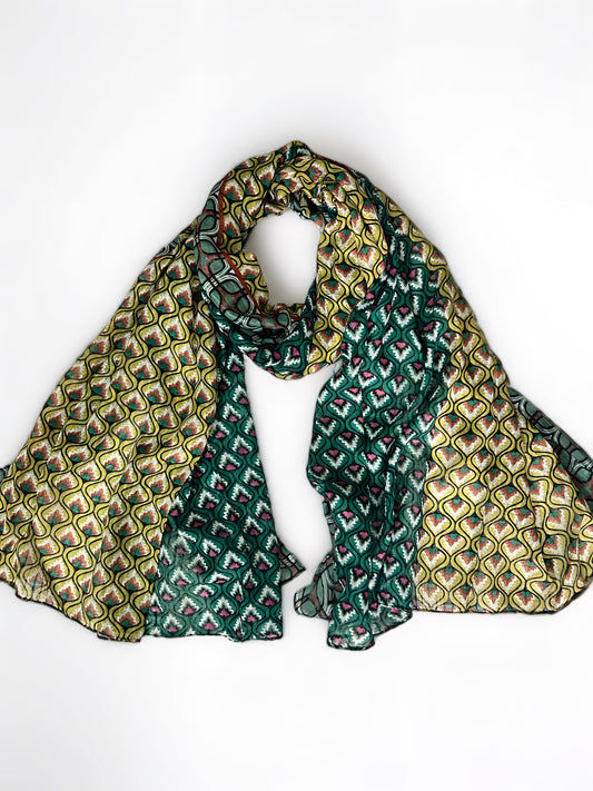 Yellow Green Flames Printed Modal Hijab