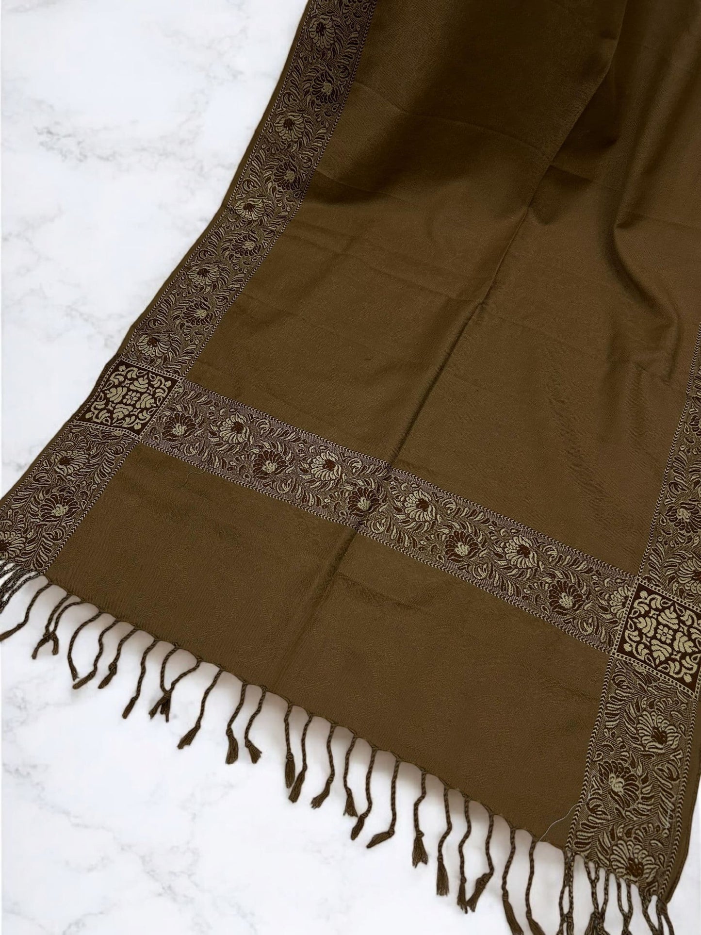 Tortilla Brown Border Paisley Pashmina Hijab