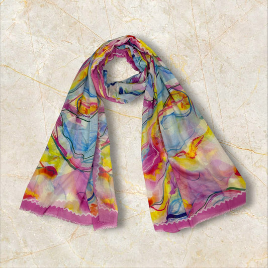 Pink Rangoli Mosaic Printed Modal Hijab
