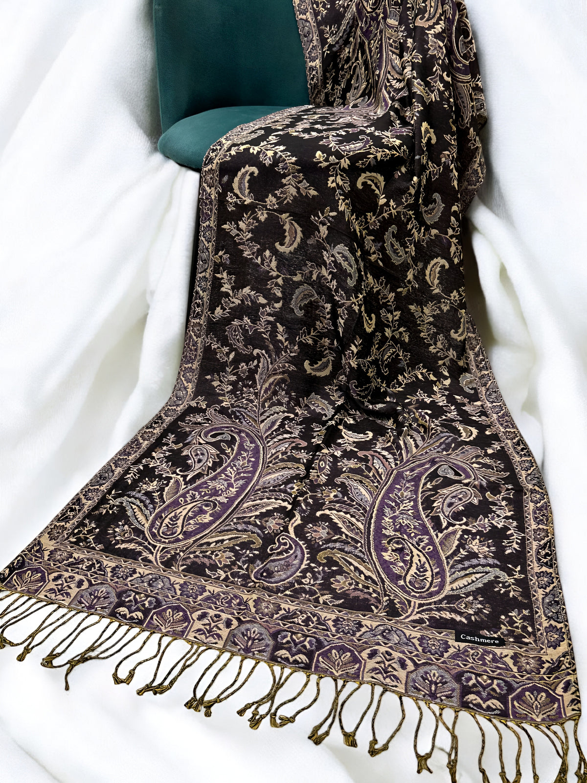 Deep Purple Fawn Persian Garden Paisley Two-Tone Pashmina Hijab