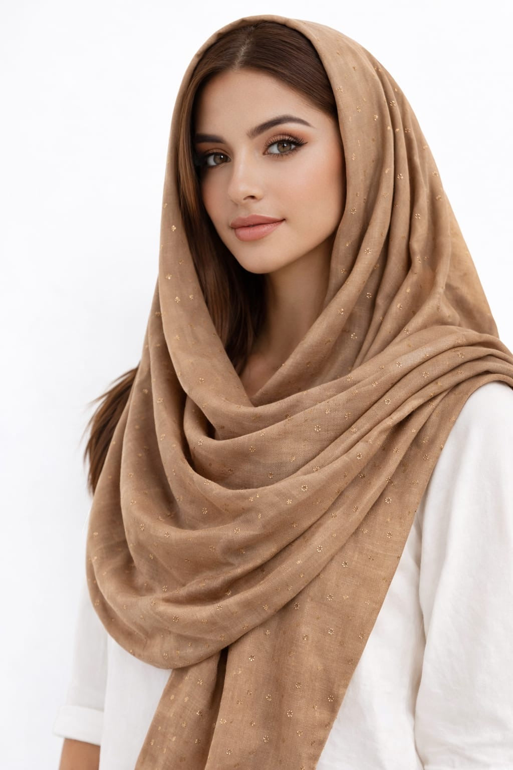 Dusky Brown Rose Sequence Hijab