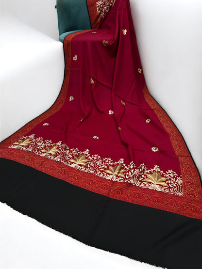 Gul-e-Kashmir – Red Black Embroidered Patchwork Shaw