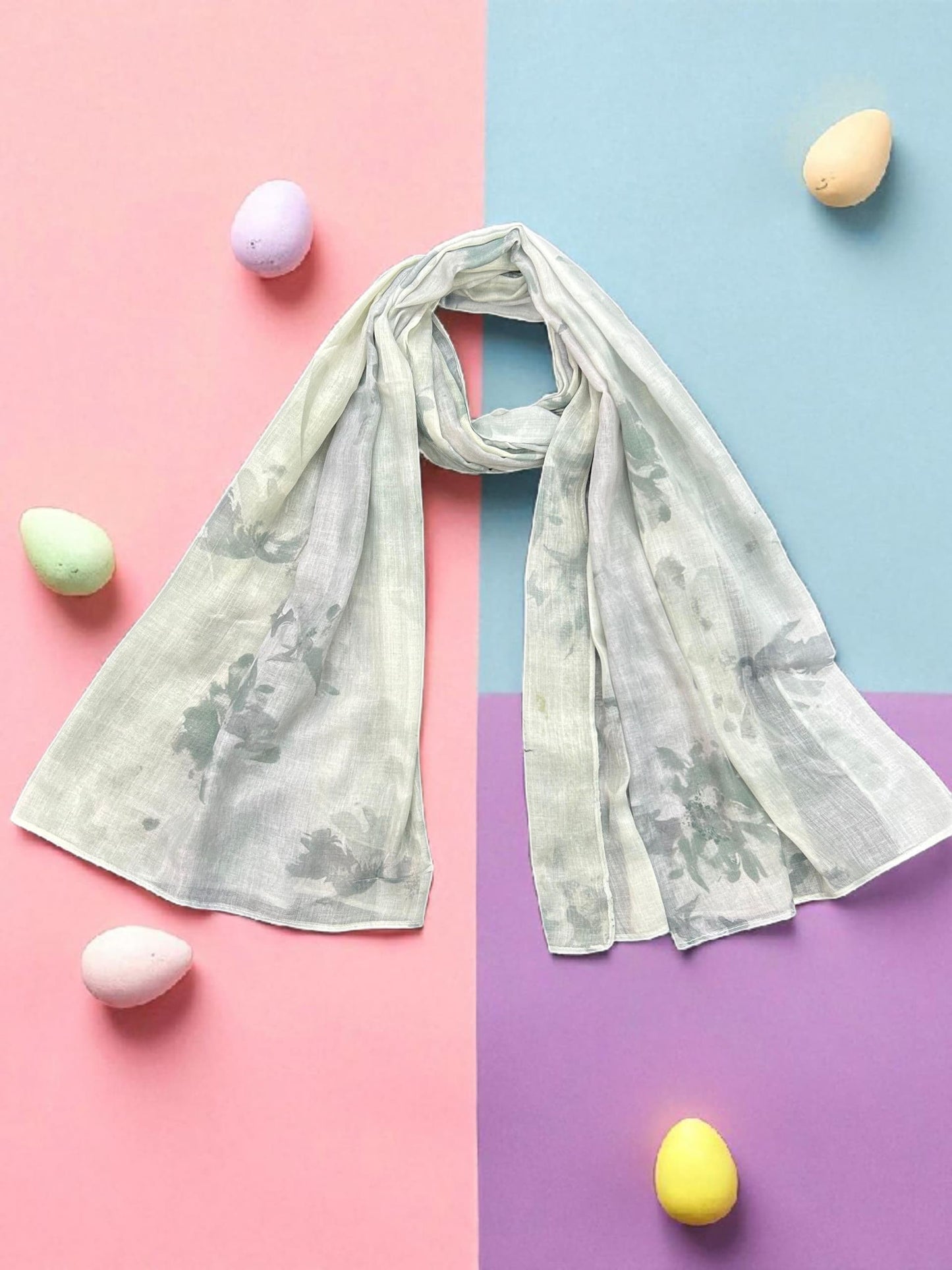 White Lemon Floral Printed Modal Hijab