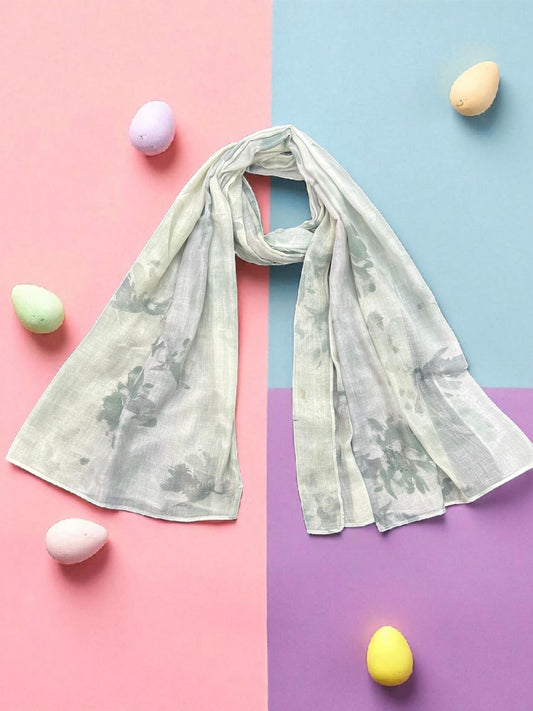 White Lemon Floral Printed Modal Hijab