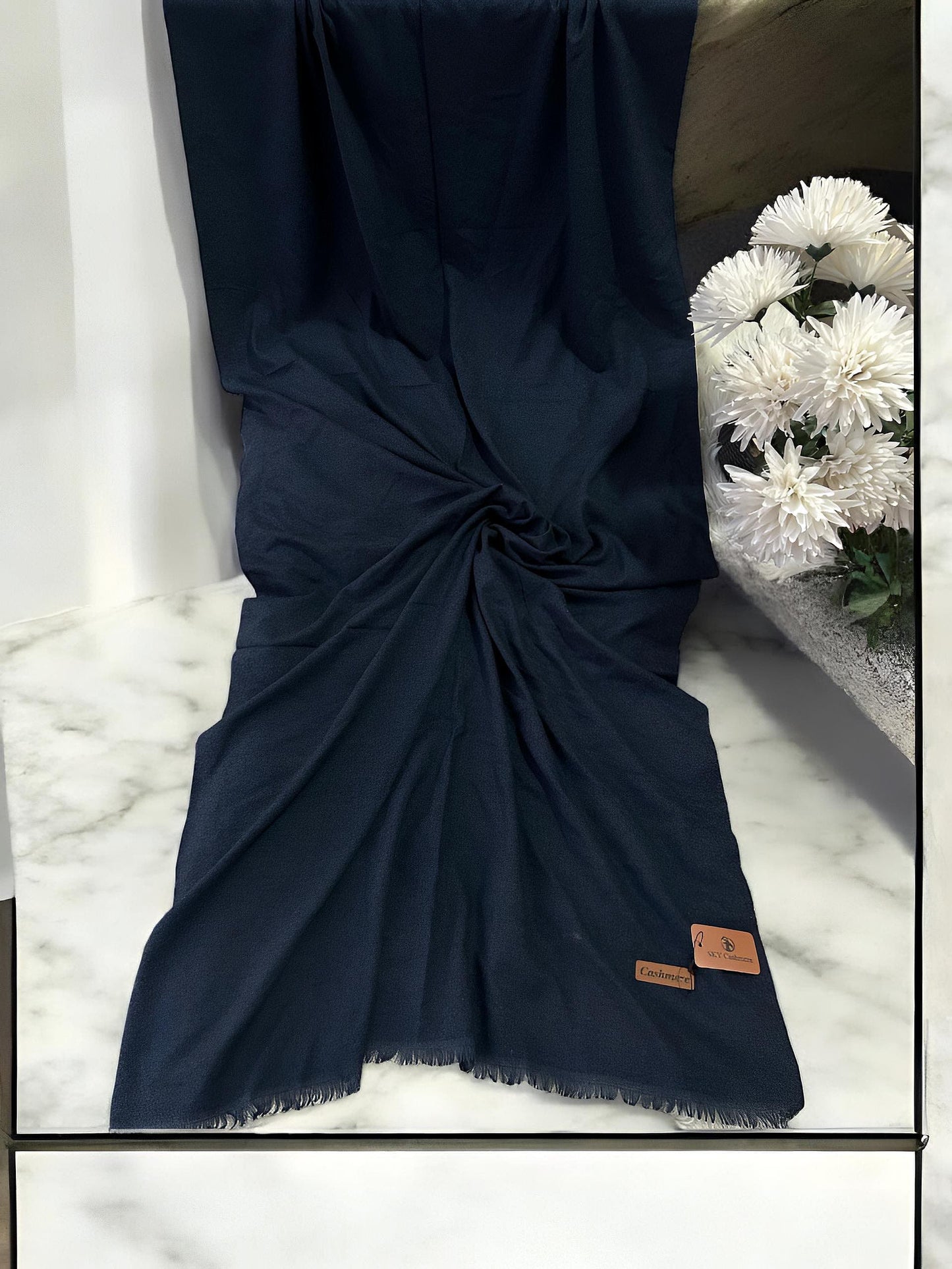 Plain Cashmere Hijab Scarf - Midnight Blue