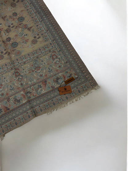 Clay Blue Beige Floral Pashmina Hijab