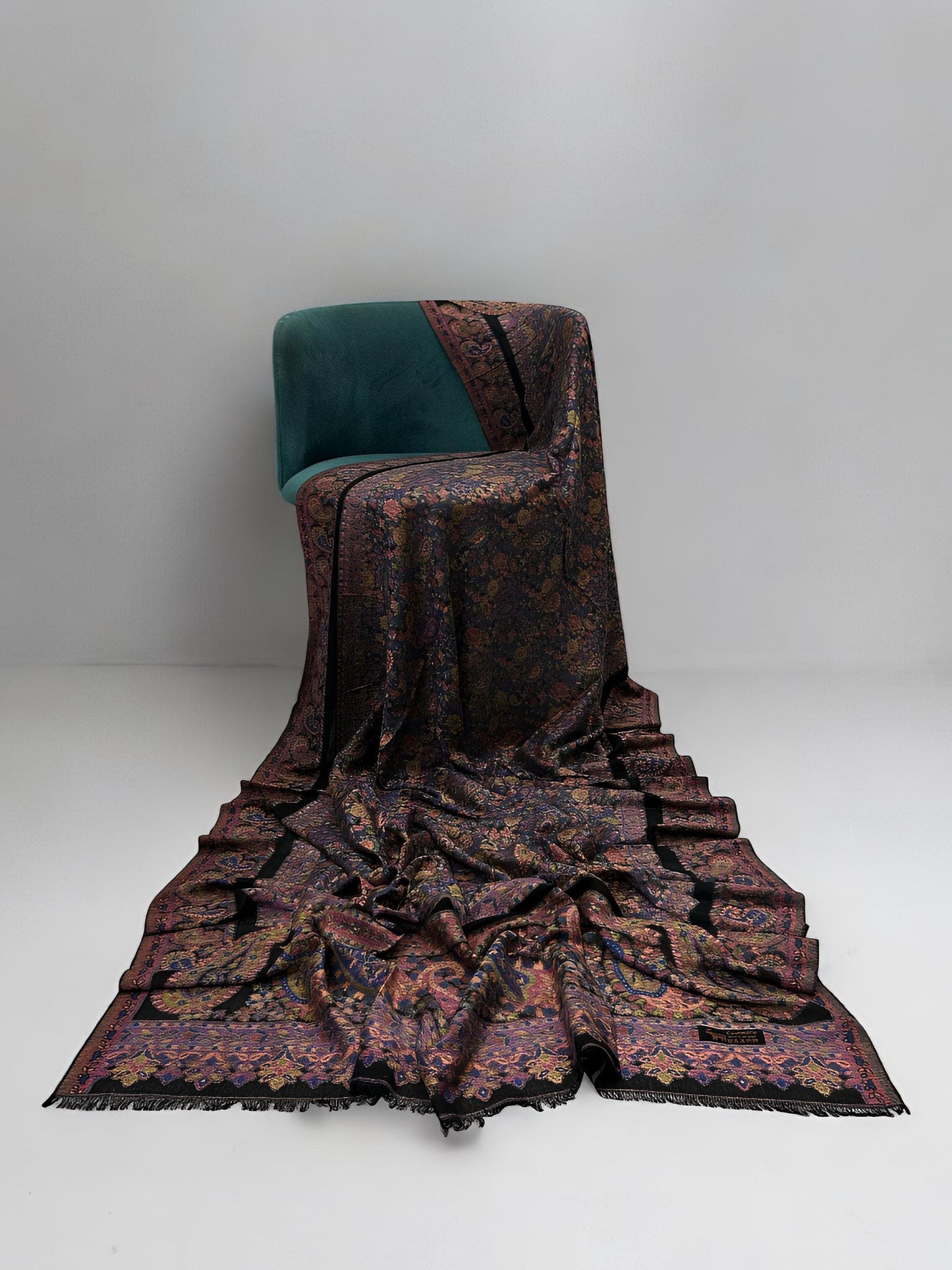 Pashmina Shawl - Black Purple Paisley