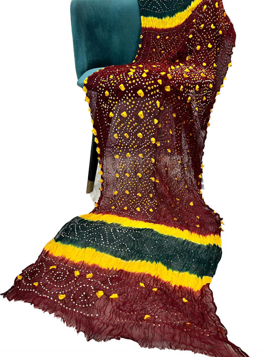 Mahogany Multi Chiffon Chundri Dupatta