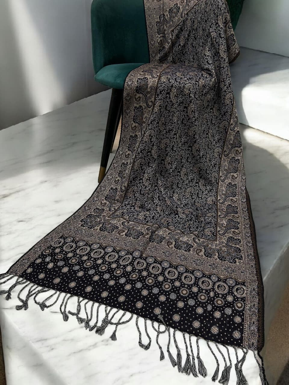Black Fawn Dotted Dual Tone Pashmina Hijab