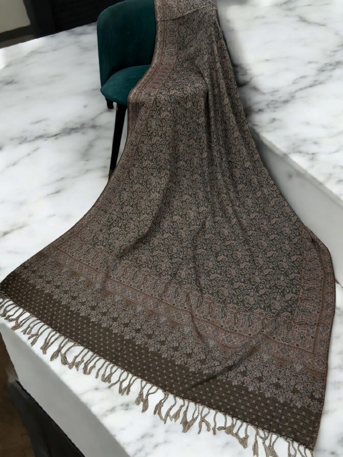 Starry Paisley Pashmina Shawl - Pastel Rose Beige