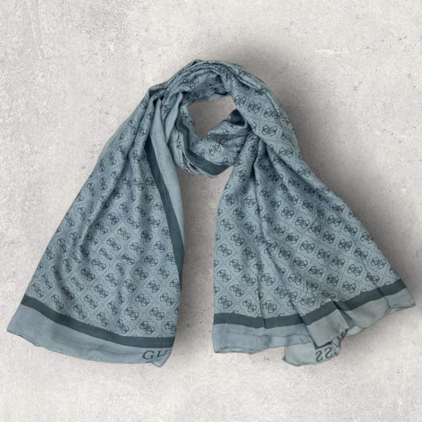 Light Blue Grey Gucci Printed Lawn Hijab