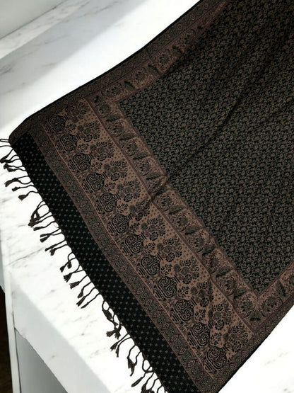 Starry Paisley Pashmina Shawl - Black Coffee