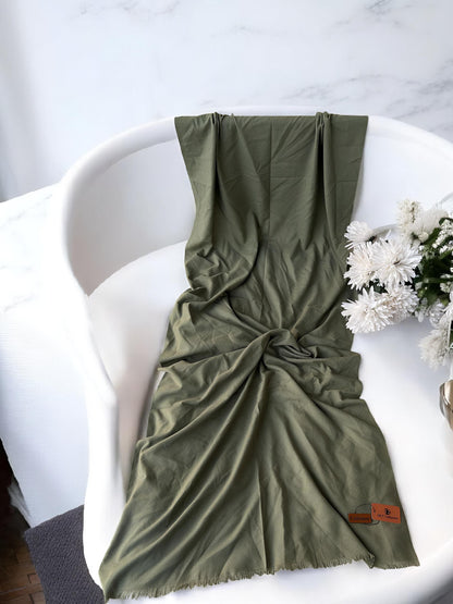Plain Cashmere Hijab Scarf - Olive Green