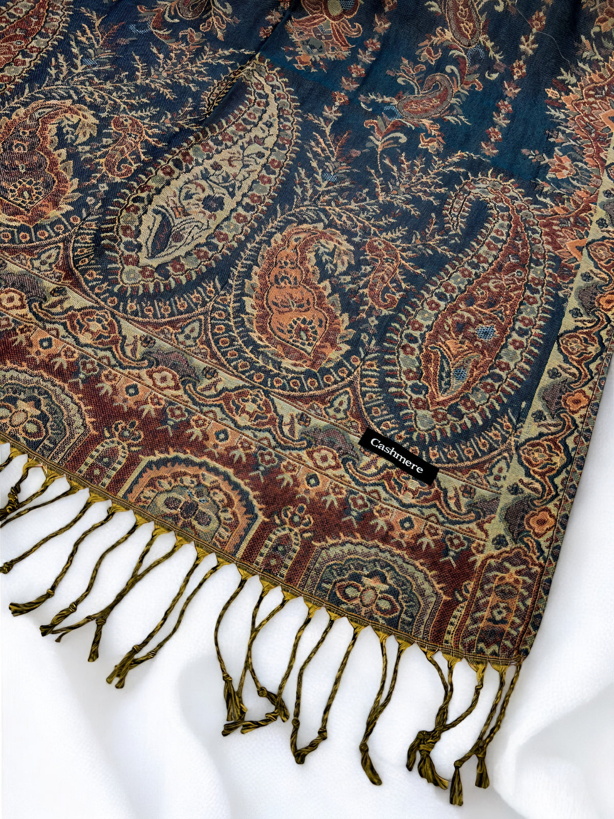 Zinc Rust Persian Linear Paisley Two-Tone Pashmina Hijab