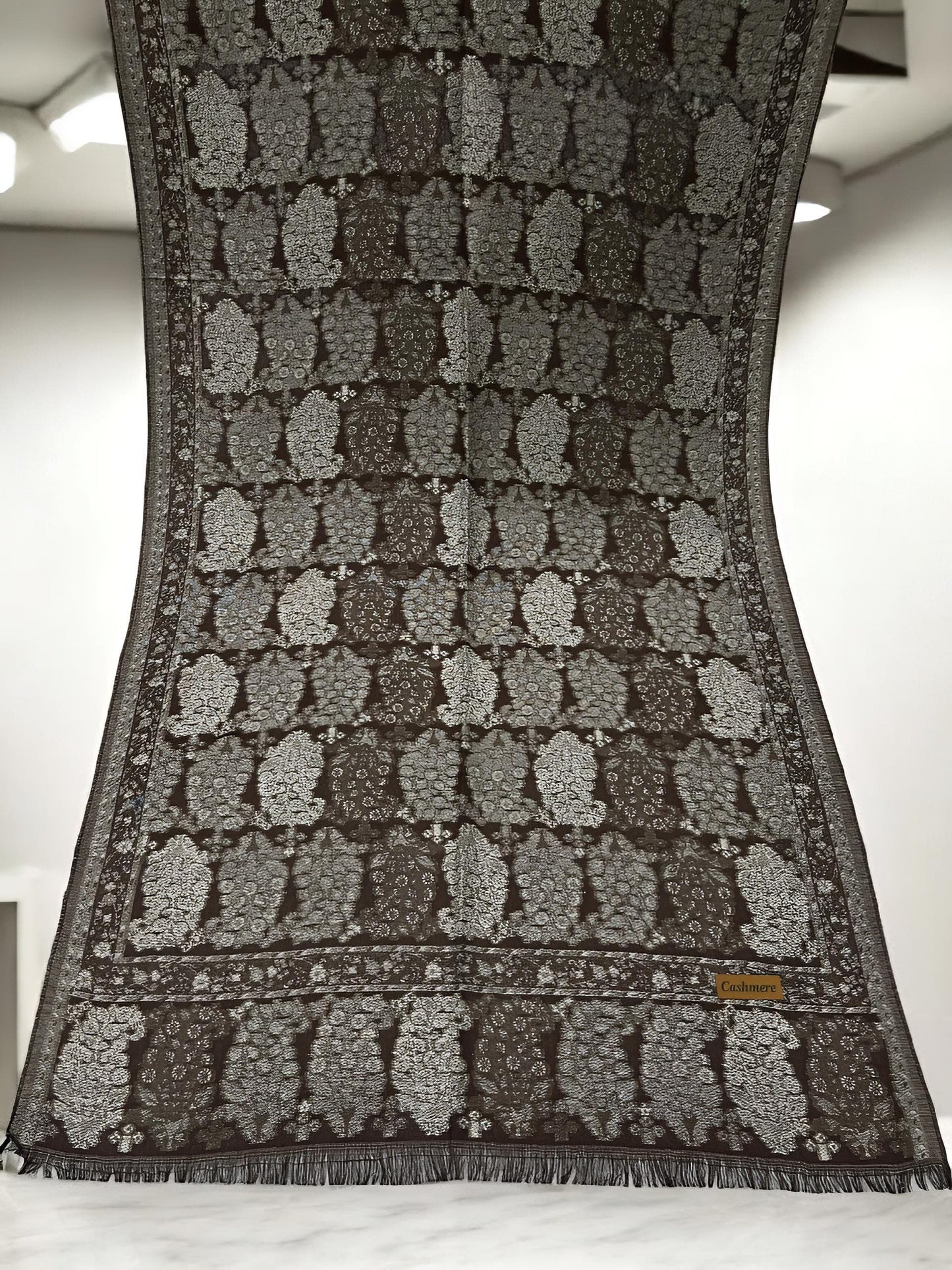 Brown Silver Paisleys Pashmina Hijab
