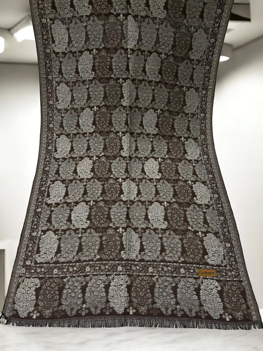Brown Silver Paisleys Pashmina Hijab