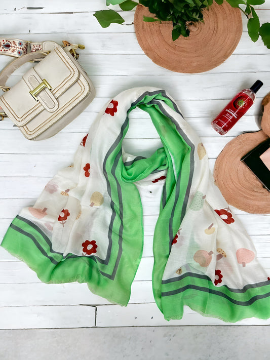 Bloomy Green Printed Modal Hijab