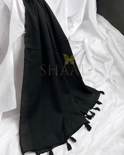 Black - Lawn Tassel Hijab