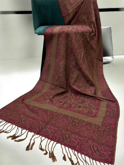 Beige Fandango Pink Little Paisleys Two-Tone Pashmina Hijab