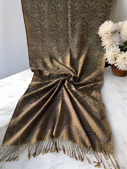 Brownie Black Paisley Pashmina Hijab Shaal