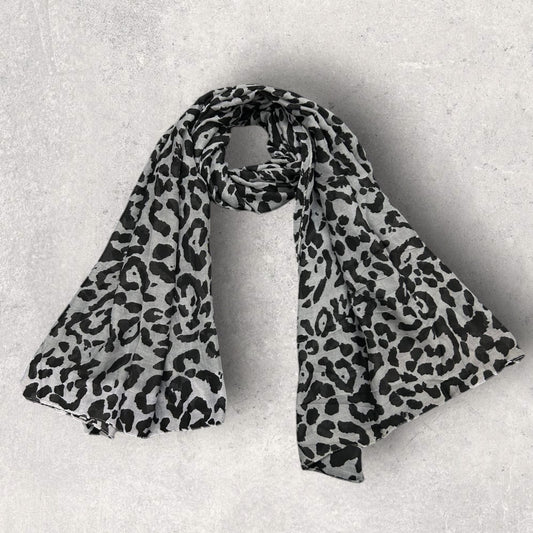 Beige Black Leopard Printed Lawn Hijab