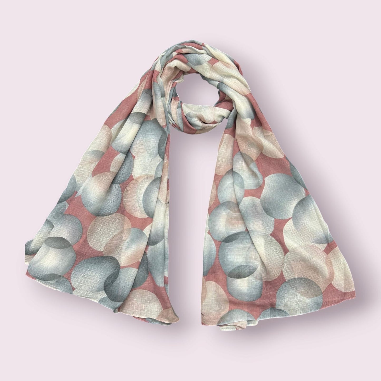 Veiled Rose Blue Circles Printed Modal Hijab
