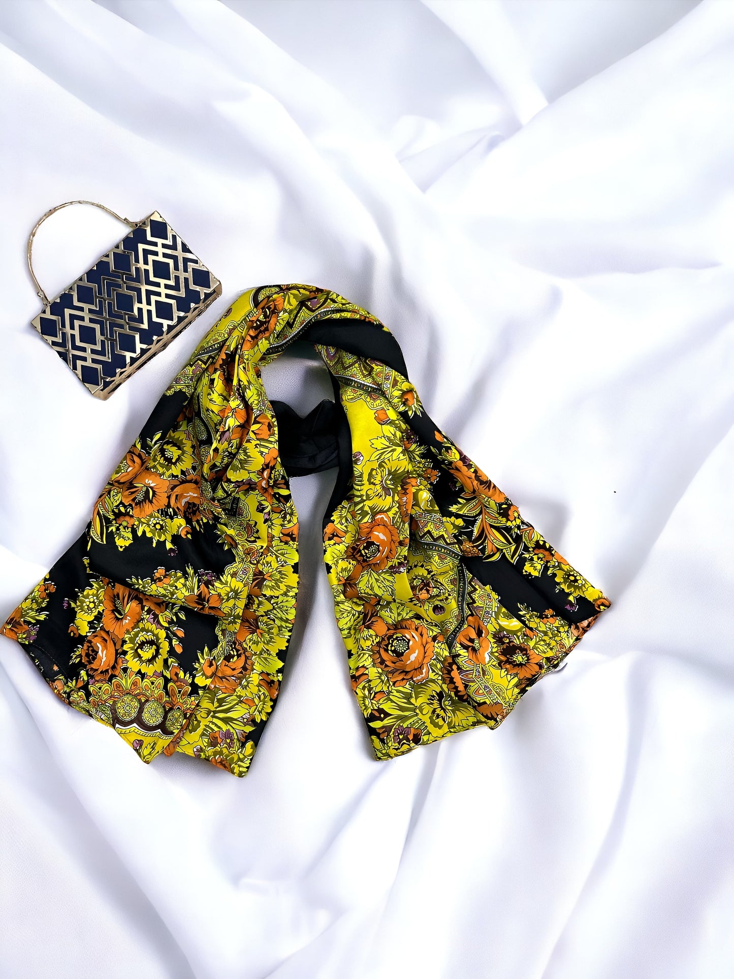 Yellow Garden Printed Modal Hijab