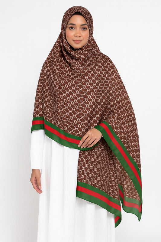 Large Satin Silk Scarf - Burgundy Gucci