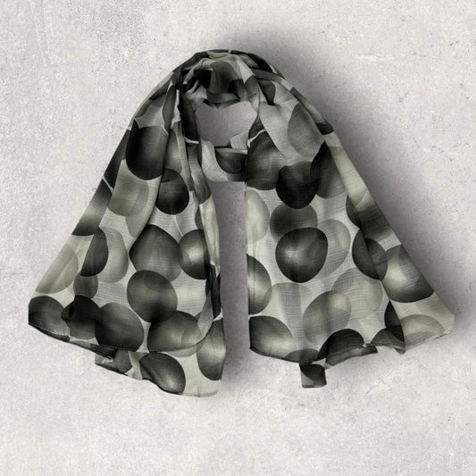 Black Smoke Grey Circles Printed Modal Hijab