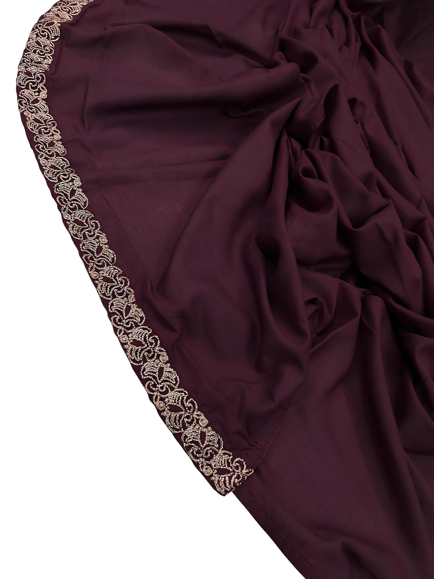 Mulberry Purple Fancy Embroidered Border Shaal