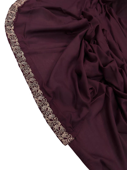 Mulberry Purple Fancy Embroidered Border Shaal