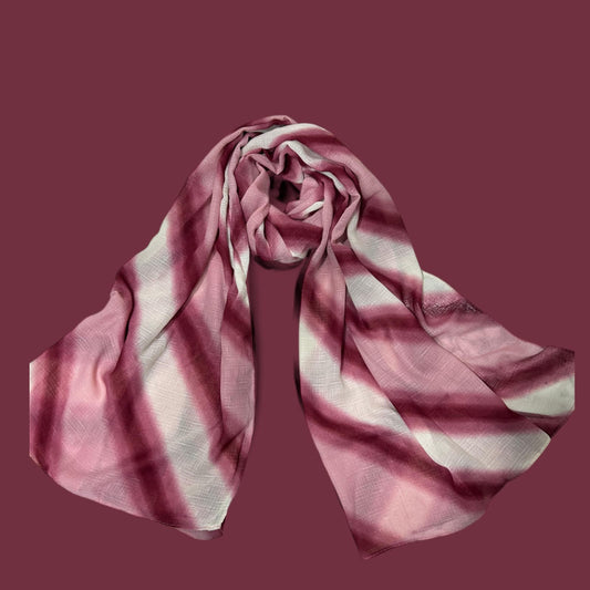 Hot Pink Striped Tie Dye Printed Modal Hijab