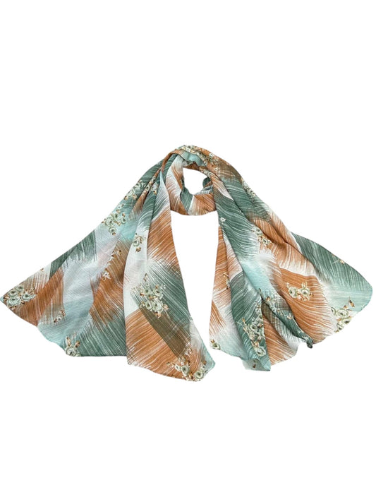 Flag Green Brown Sketches Floral Printed Modal Hijab
