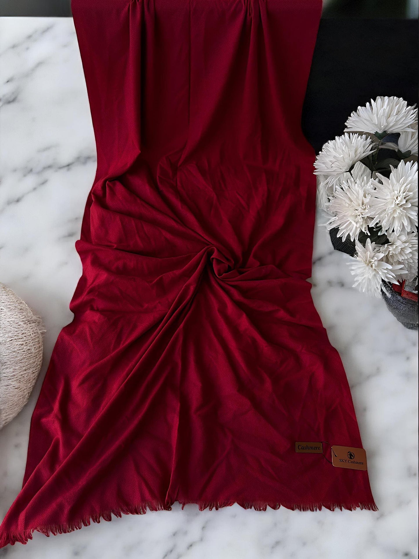 Plain Cashmere Hijab Scarf - Scarlet Red