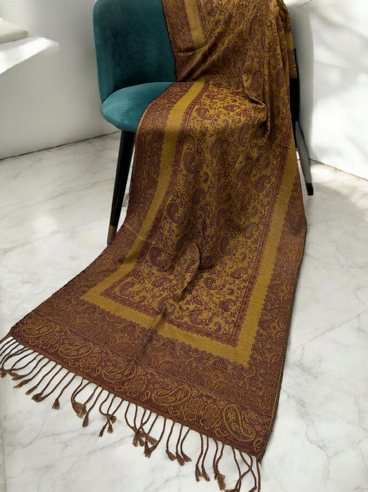 Peanut Brown Magenta Purple Two-tone Paisley Pashmina Hijab