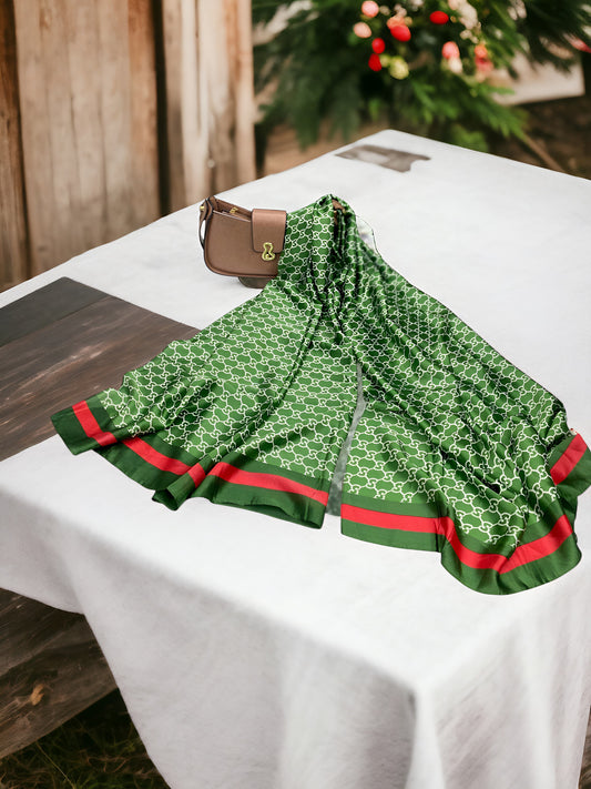 Large Satin Silk Scarf - Green Gucci