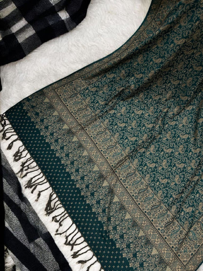 Starry Paisley Pashmina Shawl - Sea Green Beige