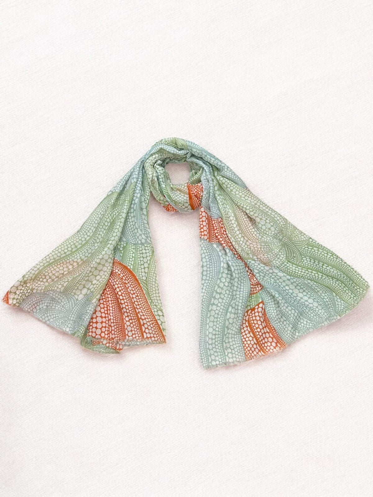 Minty Rust Dotted Wave Printed Modal Hijab