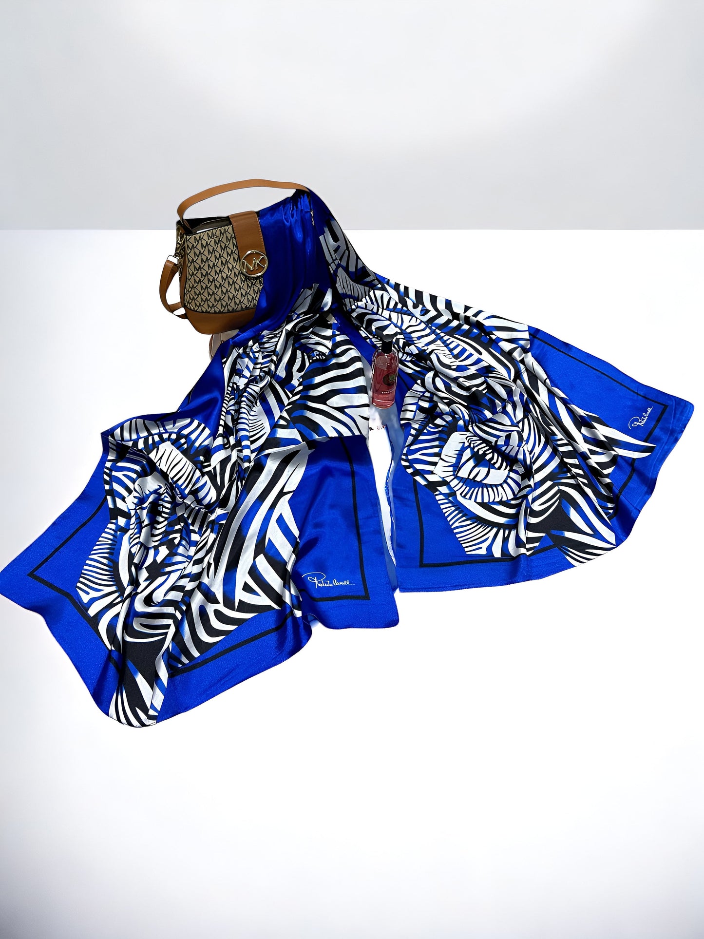 Satin Silk Scarf - Electric Blue Roberto Cavalli