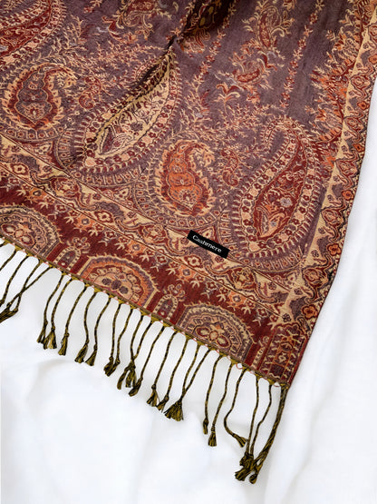 Lilac Fawn Peach Persian Linear Paisley Two-Tone Pashmina Hijab